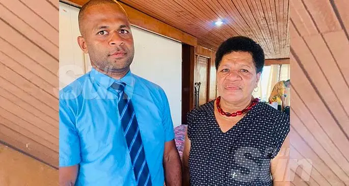 Joveci Verevou with his mother Losana Ramudra on February 22, 2020. Photo: Fonua Talei