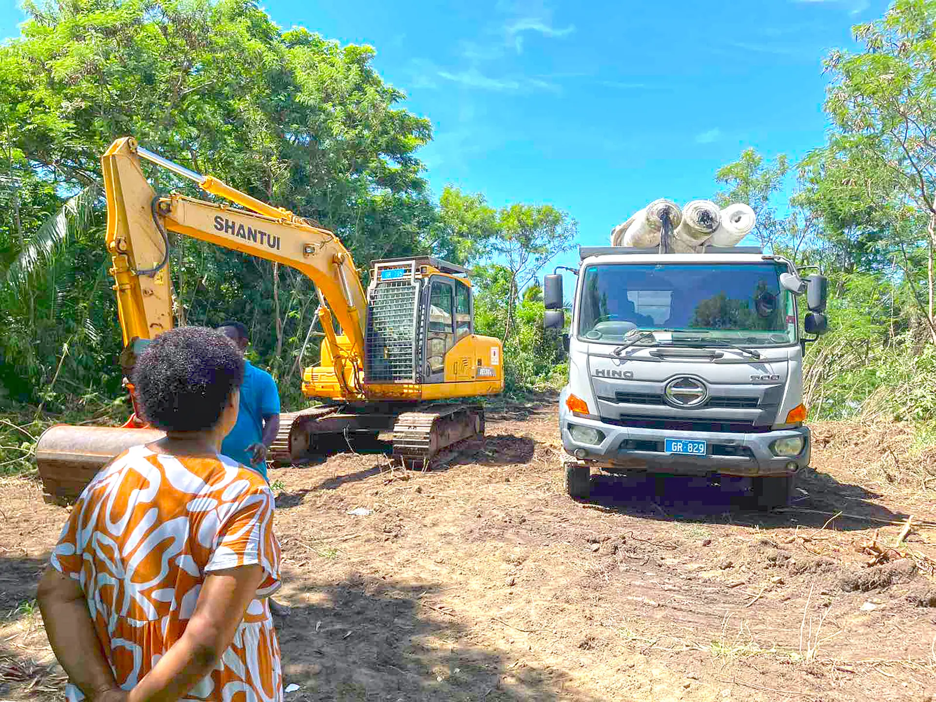 Construction is underway for the Marou Village seawall project. 