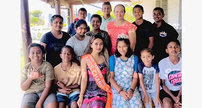 Miss Farmers Charity Shayal Sandhika (front, third from left), with children and staff of St Tabitha Home at Saweni, Lautoka.