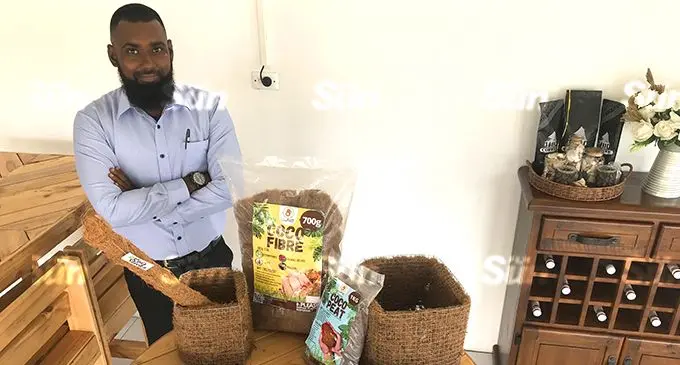 Coco and Coir business owner, Shafil Mohammed, with part of the production. Photo - Shreya Kumar