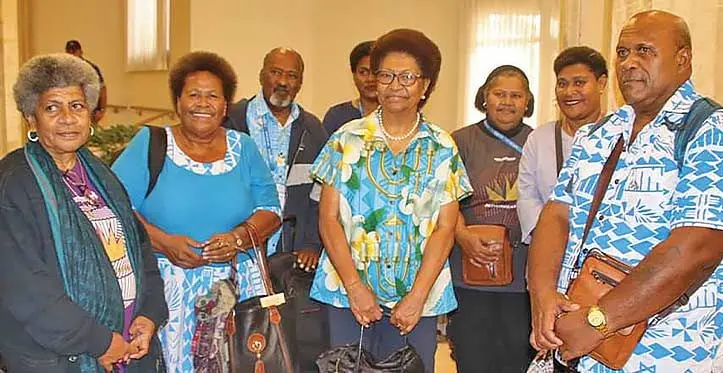 Fijians and regional participants of the annual event at the Tel Aviv Airport. Their flight arrives this morning.