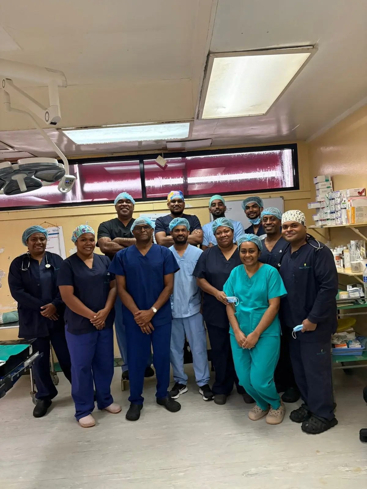 Friends of Fiji Health trustee Dr Sunil Pillay (second from the left) with local medical team at Labasa Hospital on January 8, 2026. 