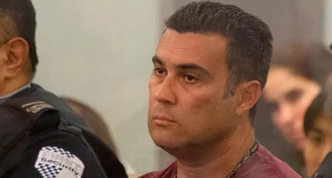 Chris Chase, centre, during sentencing in the Auckland High Court. Photo / Mike Scott 