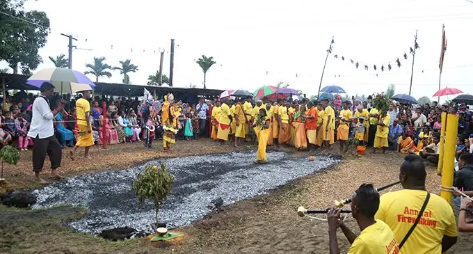 Devotees at the annual firewalking ceremony at the TISI Sangam Mariamman temple in Naitata, Navua, on August 4, 2019.  Photo: Simione Haravanua