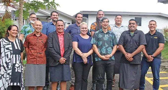 Front second from left: Director Human Rights and Social Development Division Pacific Community (SPC) Miles Young, Head of the Delegation of the European Union for the Pacific Sujiro Seam with grant recipients and SPC delegations at the SPC Nabua Campus on January 11, 2023. Photo: Sosiveta Korobiau