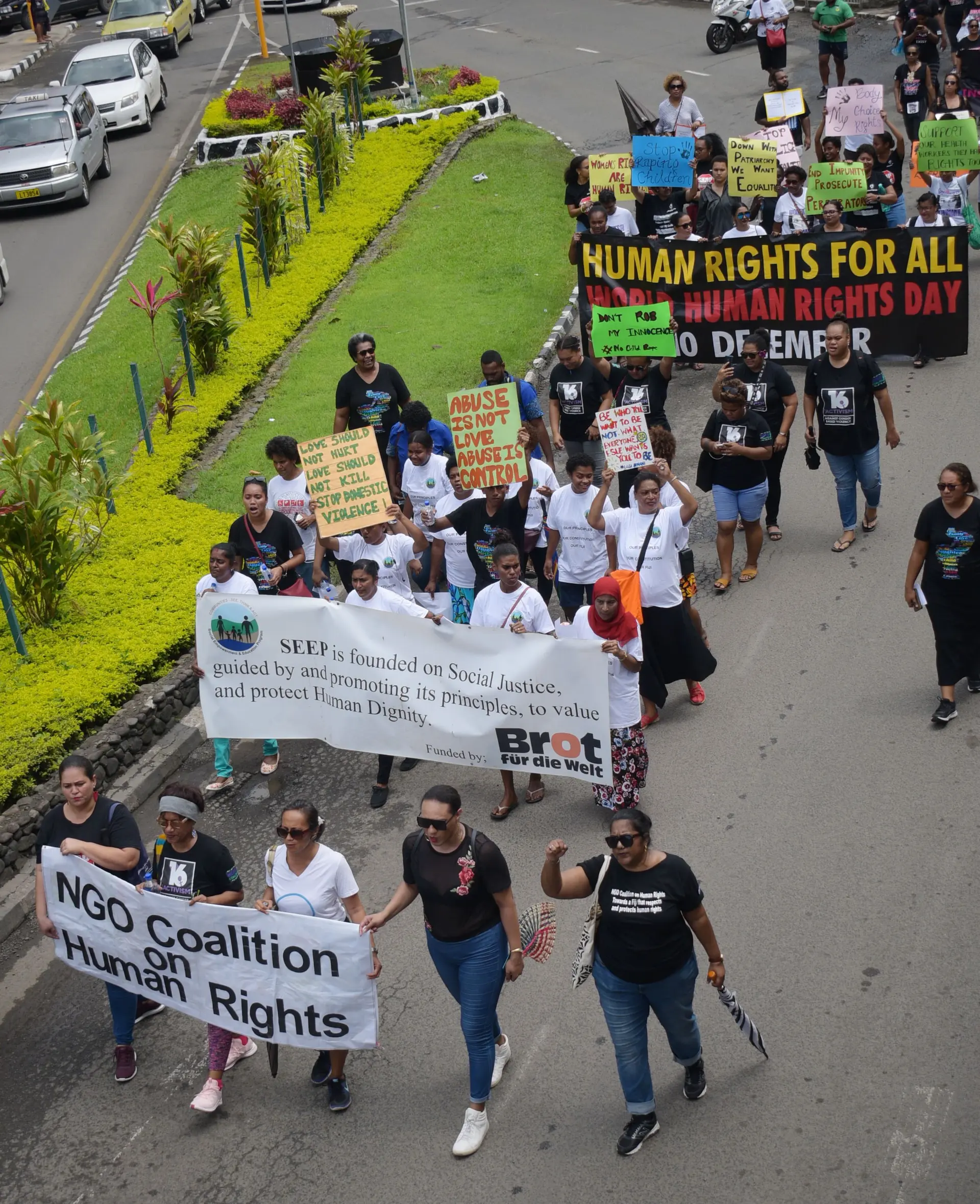 Members of non Governmental Organizations (NGO) marched through the City to Ratu Sukuna Park to mark Human Rights Day on December 10. 2020. Photo: Ronald Kumar.