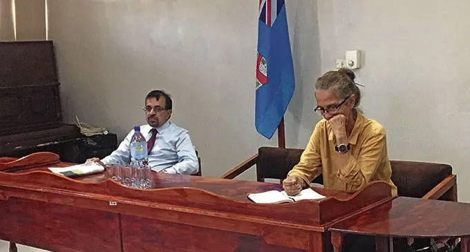 Labasa/ Savusavu Town Council Special Administrator Ami Kohli and Doreen Robinson during the ratepayers meeting at the Council Chamber on February 10, 2021.  Photo: Renu Radhika
