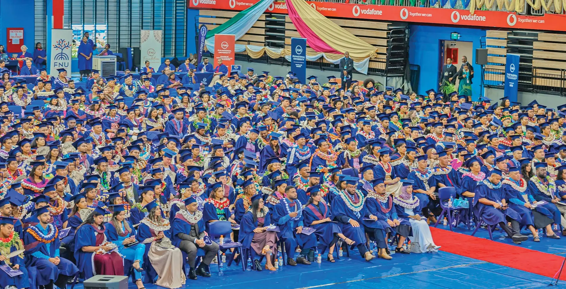 Graduates of Fiji National University’s College of Medicine, Nursing and Health Sciences pose proudly at the 2025 graduation Ceremony. 