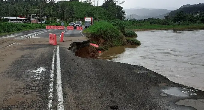 Part of the road in Sawani that was washed away by the heavy rain.  Photo: Fiji Roads Authority