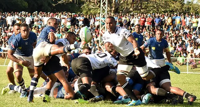 BLK Nafroga No.8 Eremasi Radrodro fires out a pass against Jack’s Nadi in the Farebrother Sullivan Trophy challenge at Prince Charles Park, Nadi on July 6, 2019. Nadroga won 20-3. Photo: Waisea  Nasokia        Nasokia