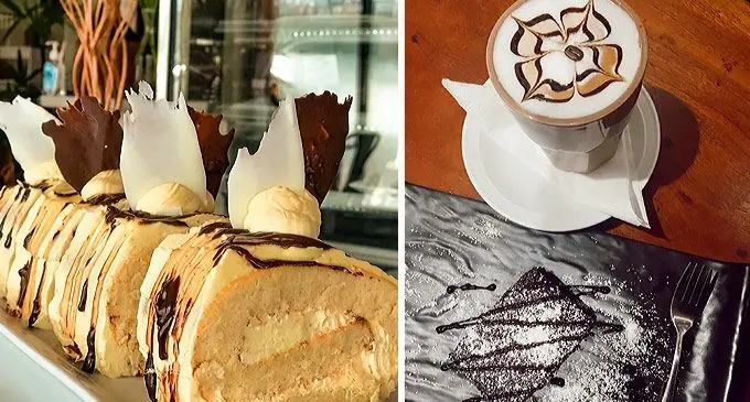 One of the many desserts at Cafe Victoria and an Almond Cappuccino & DF brownie. Photo: Cafe Victoria FIJI FaceBook Page