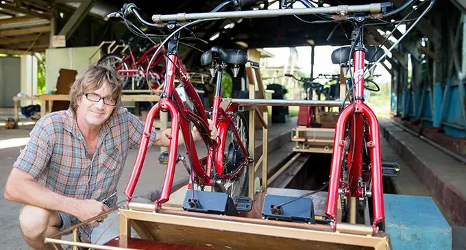 Howard de Vries working on a velocipede.