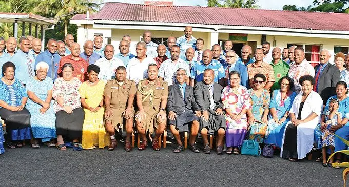 RFMF Commander Major-General Ro Jone Kalouniwai and senior RFMF personnel with retired and former CRW soldiers, soldier’s wifes and widows of the November 2, 2000 mutiny at the RFMF Force’s Training Ground in Nasinu on October 29, 2024. Photo: Ronald Kumar