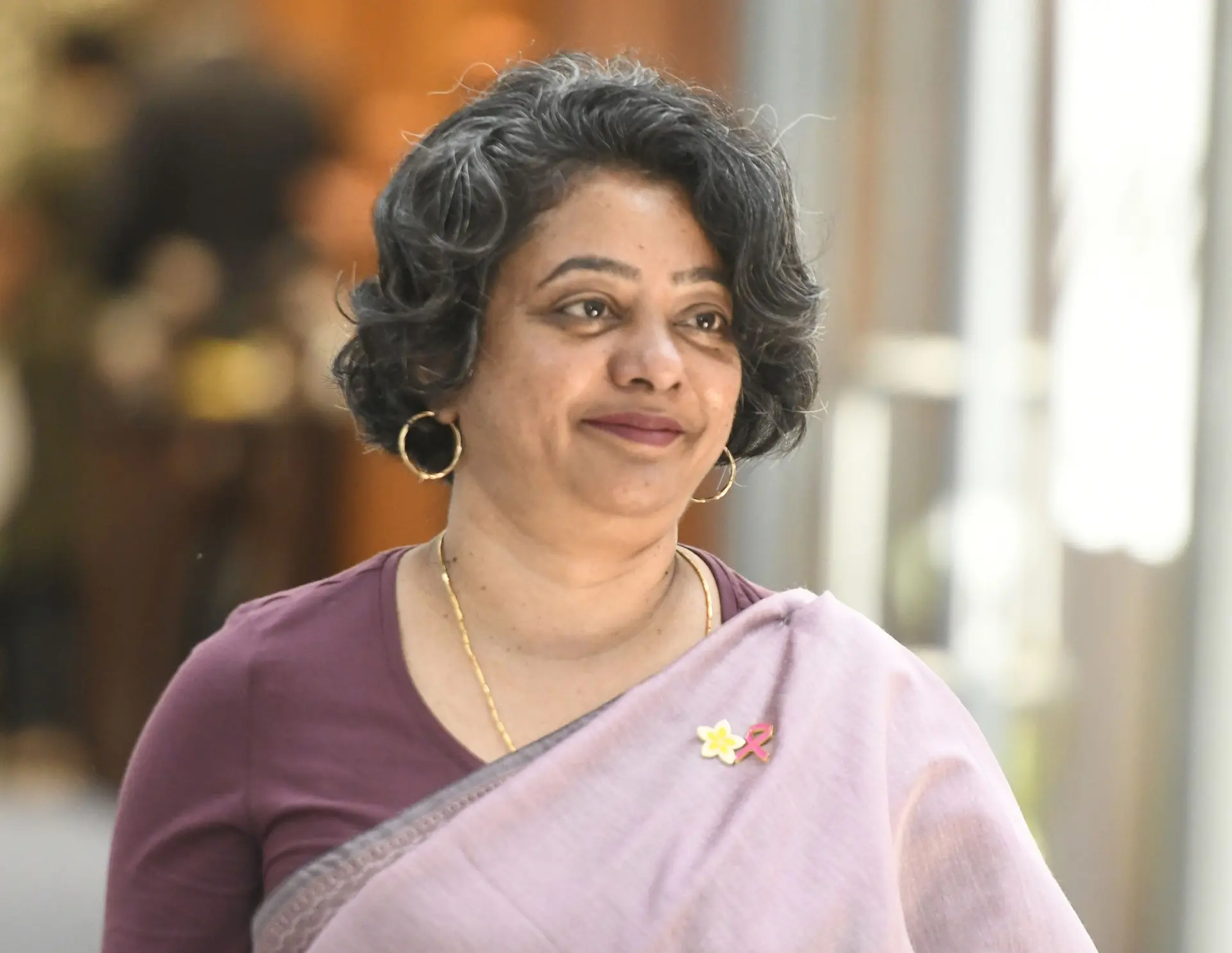 Minister for Women, Children and Social Protection Sashi Kiran outside Parliament on October 1, 2025. 