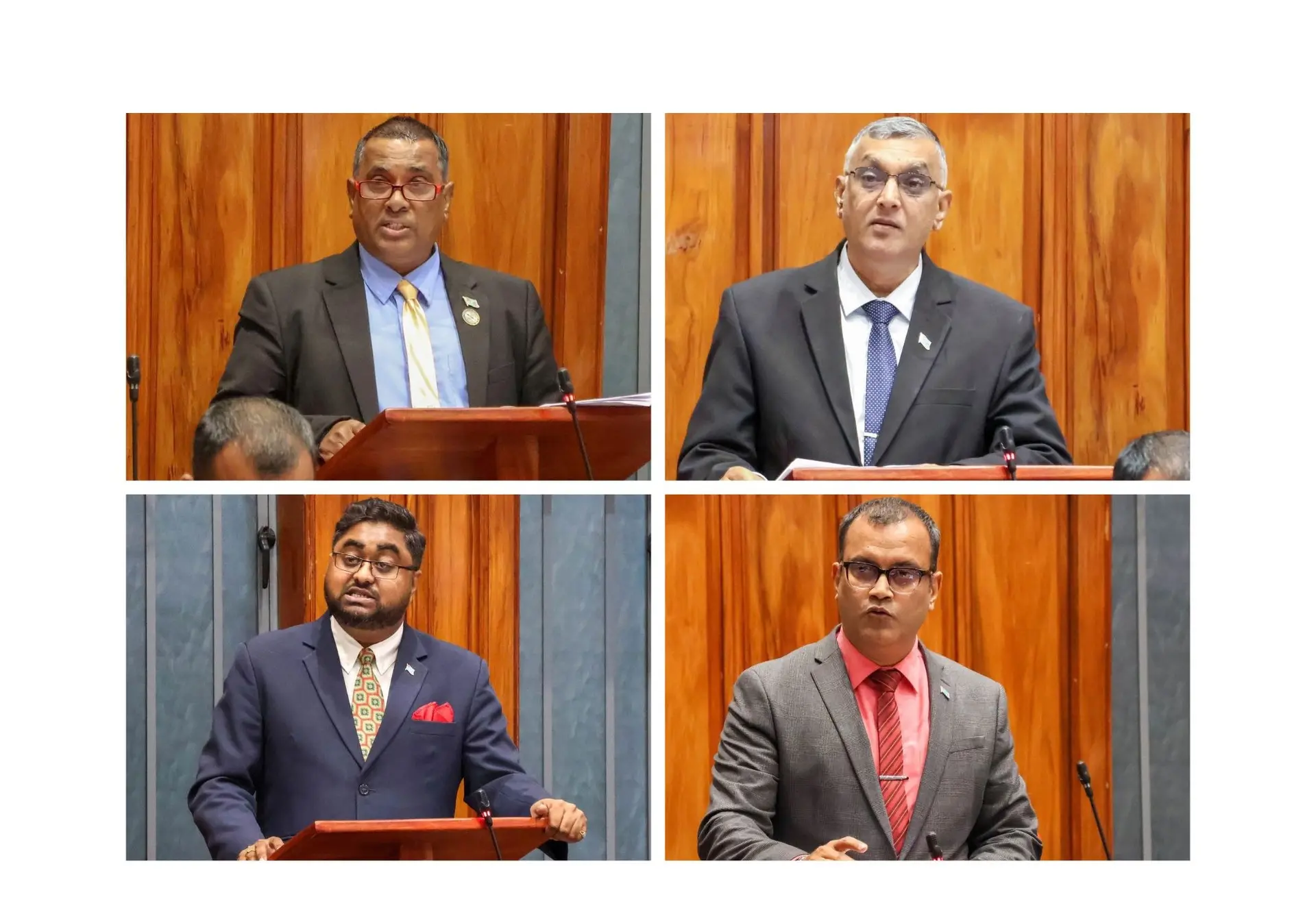 Top, (from left) Opposition MP Joseph Nand and  Virendra Lal. Bottom, (from left) Opposition MP Ketan Lal  and Alvick Maharaj.  