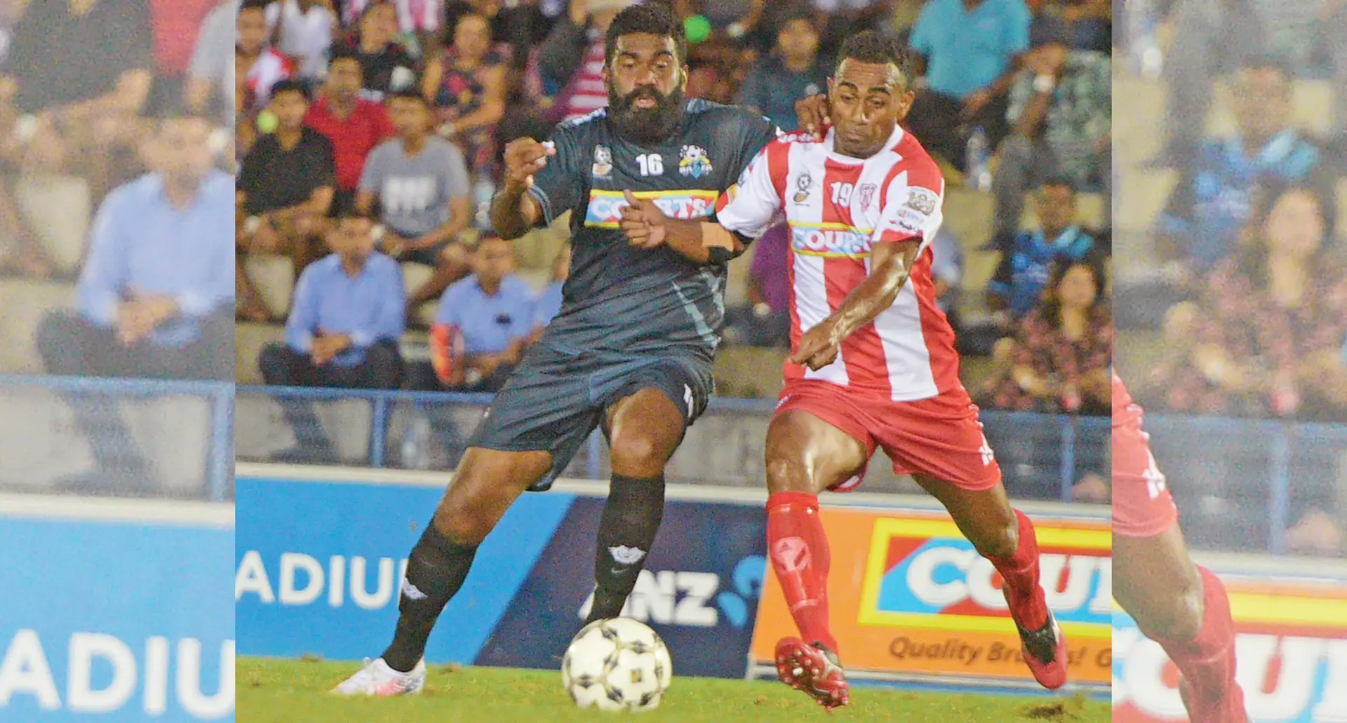 Veterans, Taniela Waqa of  Labasa (right) and Malakai Tiwa of Ba battle for possession during their Inter District Championship pool game at ANZ Stadium, Suva,  on October, 8,2020. Photo: Ronald Kumar