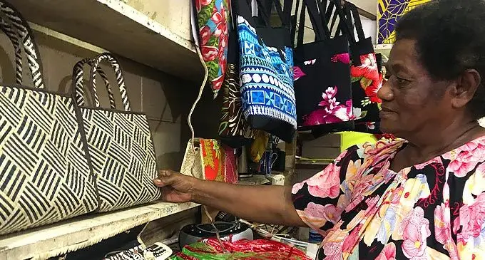 Weta Hiramatsu at her stall in the Suva Handicraft centre. Photo: Laisa Lui