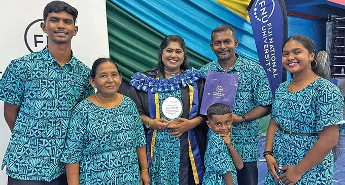 Monisha Rao, with her family members. Photo: Asenaca Ratu