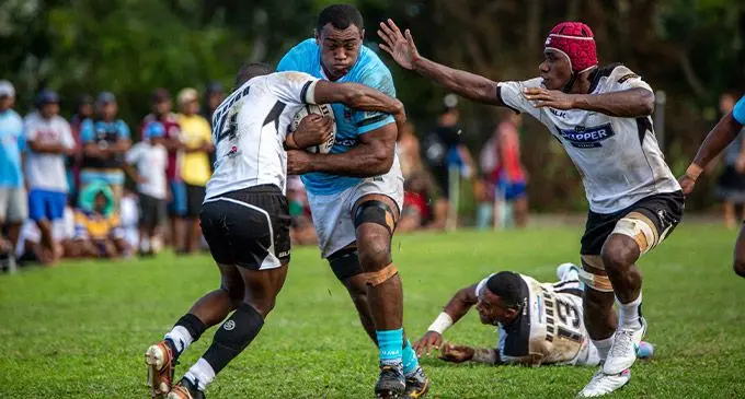 Nemani Nagusa on attack against Nadroga during their Skipper Cup opener at Bidesi Park, Suva Photo: Leon Lord