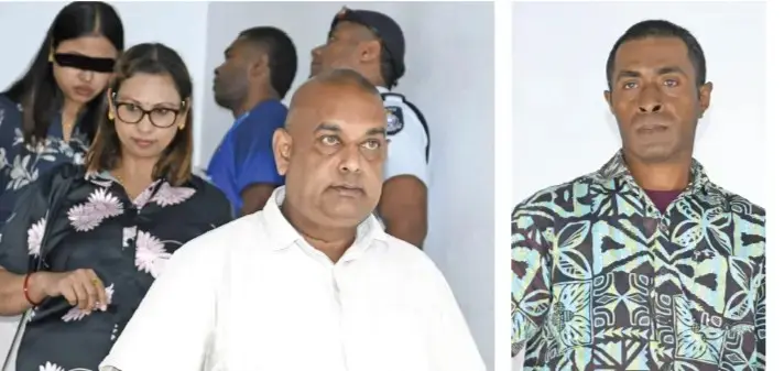 From left: Vinay Prakash Chandra (white shirt), Sushila Devi and Savenaca Damuni.  Ronald Kumar