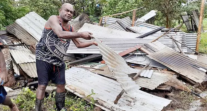 Saveci and family move in the nick of time. Returns to see house blown away... Leone Saveci had just taken his bed-ridden wife and 16-year-old daughter to the The Church of Jesus Christ of Latter-day Saints evacuation centre in Navua. He was to go back and get dinner but found the remains of his home scattered everywhere. Photo: Ronald Kumar