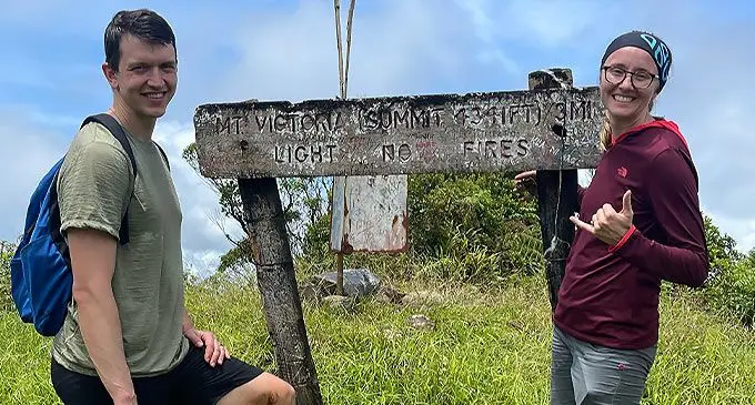 Kaitlyn Yates and her husband, Jonathan Yates at Mount Victoria last month