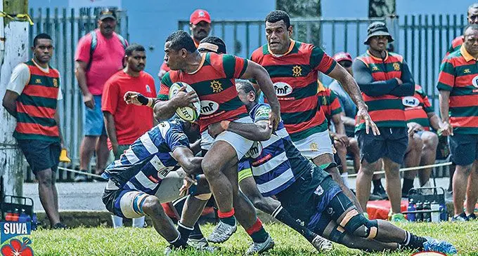 Action between Army Green and Lakeba during the Escott Shield quarter-finals on September 1, 2024. Photo: Suva Rugby