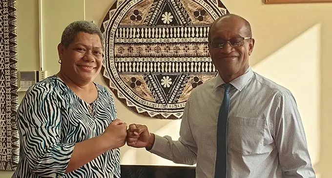Permanent Secretary Lands and Mineral Development with the Minister of Lands and Mineral Resources, Jone Usamate