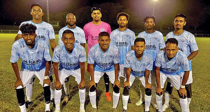 Maigania football team during the Digicel/ Tebara Halal Meats Muslim Interdistrict Championship at Prince Charles Park, Nadi, on May 18, 2023. Photo: Waisea Nasokia