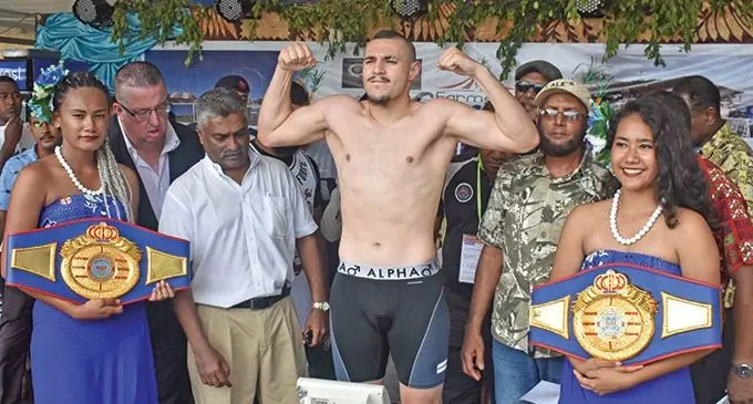 Humzah ‘Raging Bull’ Khalid during the weigh-in at the Prince Charles Park in Nadi on November 29, 2019. Photo: Waisea Nasokia