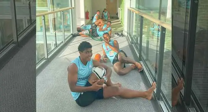 Fijiana 7s captain Rusila Nagasau (front) with Vasiti Solikoviti and Ana Naimasi after their training session at the University of Warwick in Bir­mingham, England, on July 27, 2022. Photo: Supplied 