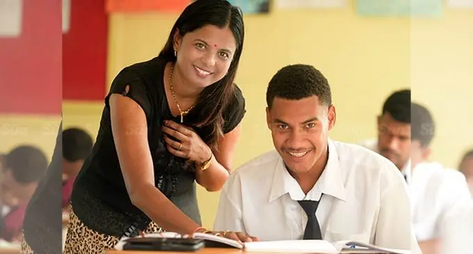 Top javelin student of Nakasi High School Jope Turagakula, with his mentor and teacher, Bimala Lata Sharma, on August 4, 2022. Photo: Ronald Kumar