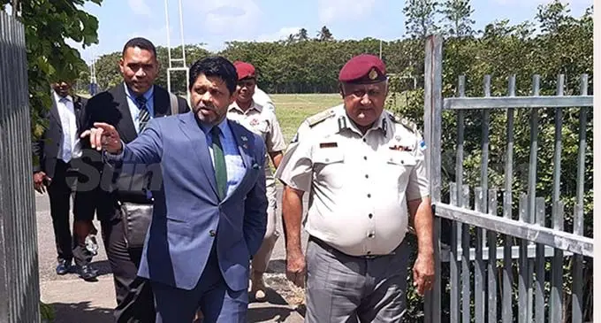 Attorney General and Minister for Economy, Aiyaz Sayed-Khaiyum, with Fiji Corrections Service commissioner, Commander Francis Kean, during the Corrections Services Work Expo on October 30, 2020. Photo: Shalveen Chand