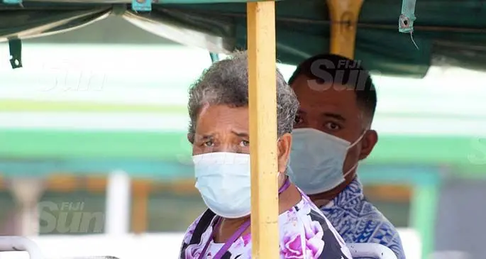 Passengers were seen wearing face mask while traveling in bus at the Suva bus stand on April 22, 2021. Photo: Ronald Kumar.