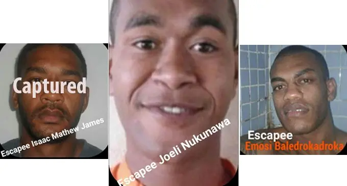 One of the escapees has been captured by Police. Two are still at large.