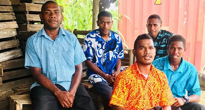 From left, Simione Tagimurisala, Josaia Qilisoivalu, Sailosi Bolanavucu, Ravuama Cagi and Inia Qoli are part of the youth group that start work tomorrow with the reforestation programme in Tailevu. Photo: Frederica Elbourne
