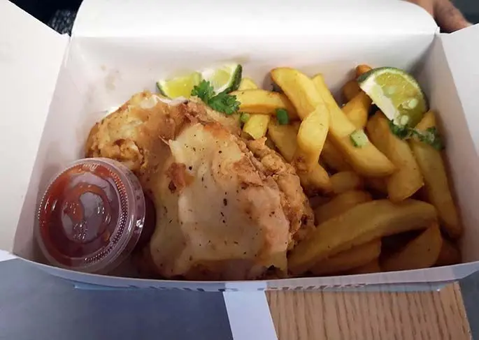 Fish and chips served at Ika Talei restaurant.