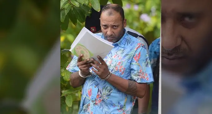 Sanjeet Narayan outside Suva Court House holding cell on October 13, 2023. Photo: Ronald Kumar