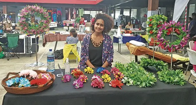  Amelia Aiden showcasing her handmade flower products at the Garden City Market Day on October 18, 2020.  Photo: Harshana Singh
