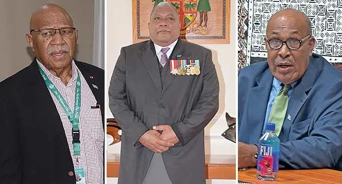 Prime Minister Sitiveni Rabuka, Tui Macuata/President, Ratu Wiliame and Minister for iTaukei Affairs Ifereimi Vasu. 