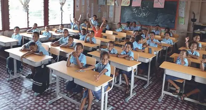 Classroom setup with adjustable desk and chair. Photo: Supplied