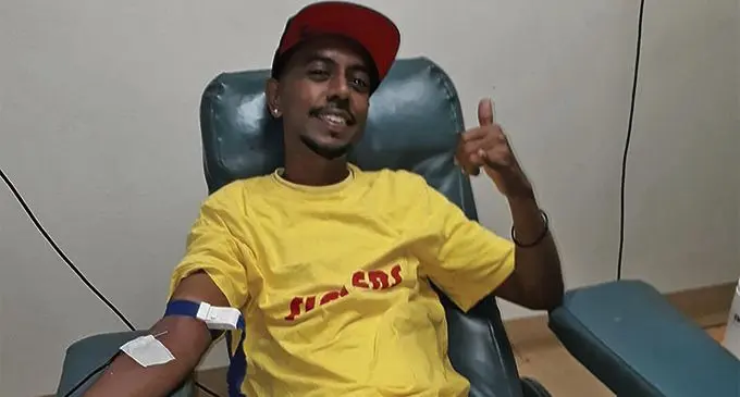 Slayers secretary Shalveen Lal during the blood drive.