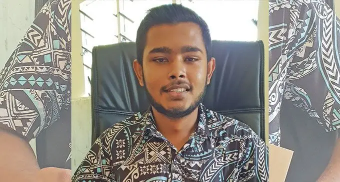Let’s Save the World Fiji founder, Alsheik Ashad Ali after receiving his cheque in Nailaga, Ba on April 12, 2022. Photo: Nicolette Chambers