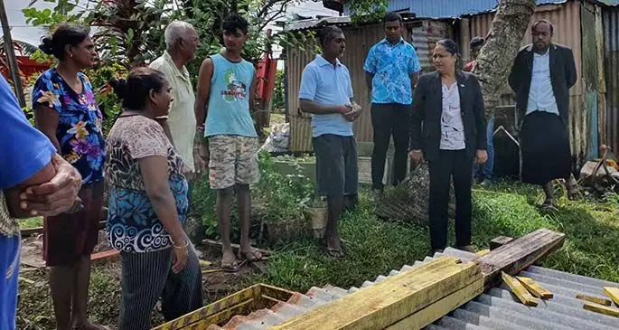 Minister for Housing and Community Development Premila Kumar visiting the Mani family in Newtown, Nasinu. Photo: DEPTFO News
