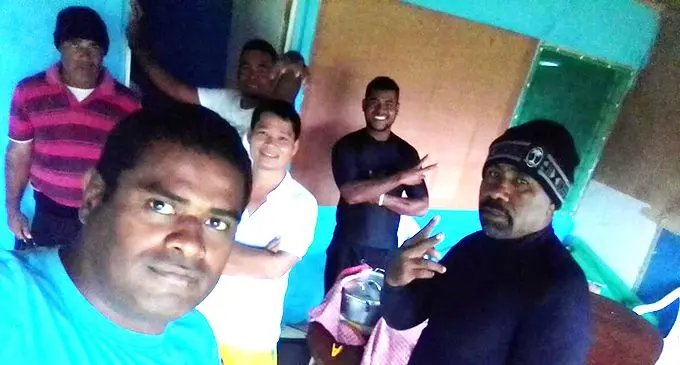 Some of the Fijians in Espiritu Santo, Vanuatu, on April 6, 2020.   