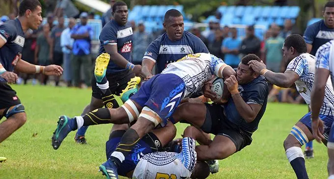 Escott Shield semi final action between Navy and Police.  Navy won 26-14 at Bedesi Park on June 12, 2019. Photo: Ronald Kumar.