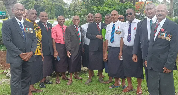 The ex-servicemen that were present during the Remembrance Day ceremony at the RSL hall in Lautoka on November 11, 2022. Photo: Nicolette Chambers.