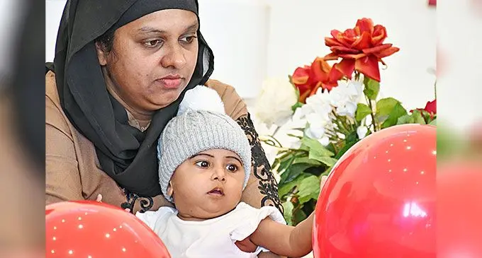 Seven month-pld Aleena Bi, wit mum Shazia Naaz after her successful and discharge at the Sri Sathya Children's hospital on February 17, 2025. Photo: Ronald Kumar