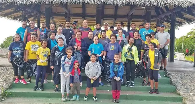 Fiji National Provident Fund staff at the Suva foreshore after their clean-up campaign on May 14, 2022.  Photo: FNPF
