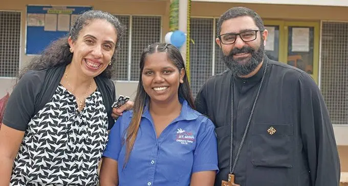 Father John Abdelmalek and wife, Sherry Adly, who currently manage the Children’s Home with Payas Attalla (middle) at St Mina Children’s Home in Legalega.  Photo: Mereleki Nai